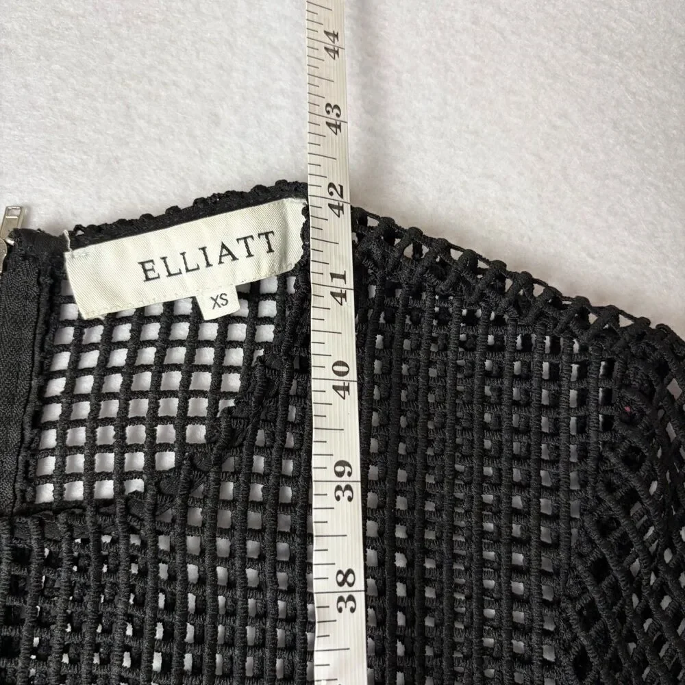 ELLIATT Velosity Midi Cocktail Dress Women's XS Black Neutral Lace Mesh Evening - Picture 6 of 11